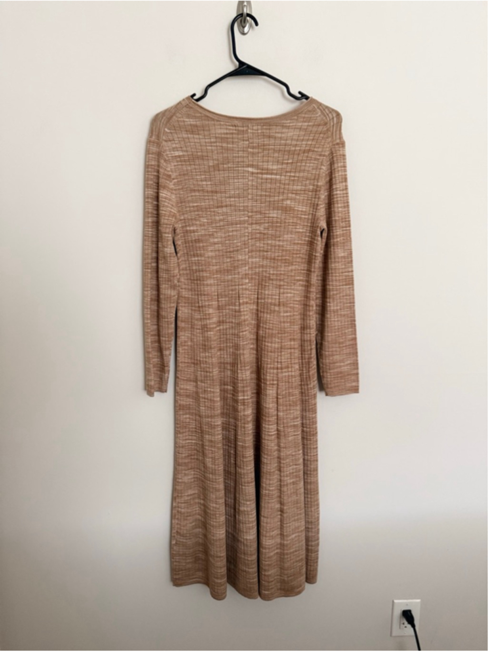 Banana Republic Ribbed Knit Midi Dress Petite L NWT Neutral Taupe Minimalist - Picture 4 of 12